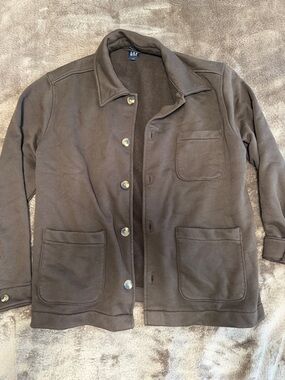 GAP Men's Dark Brown French Terry Chore Jacket